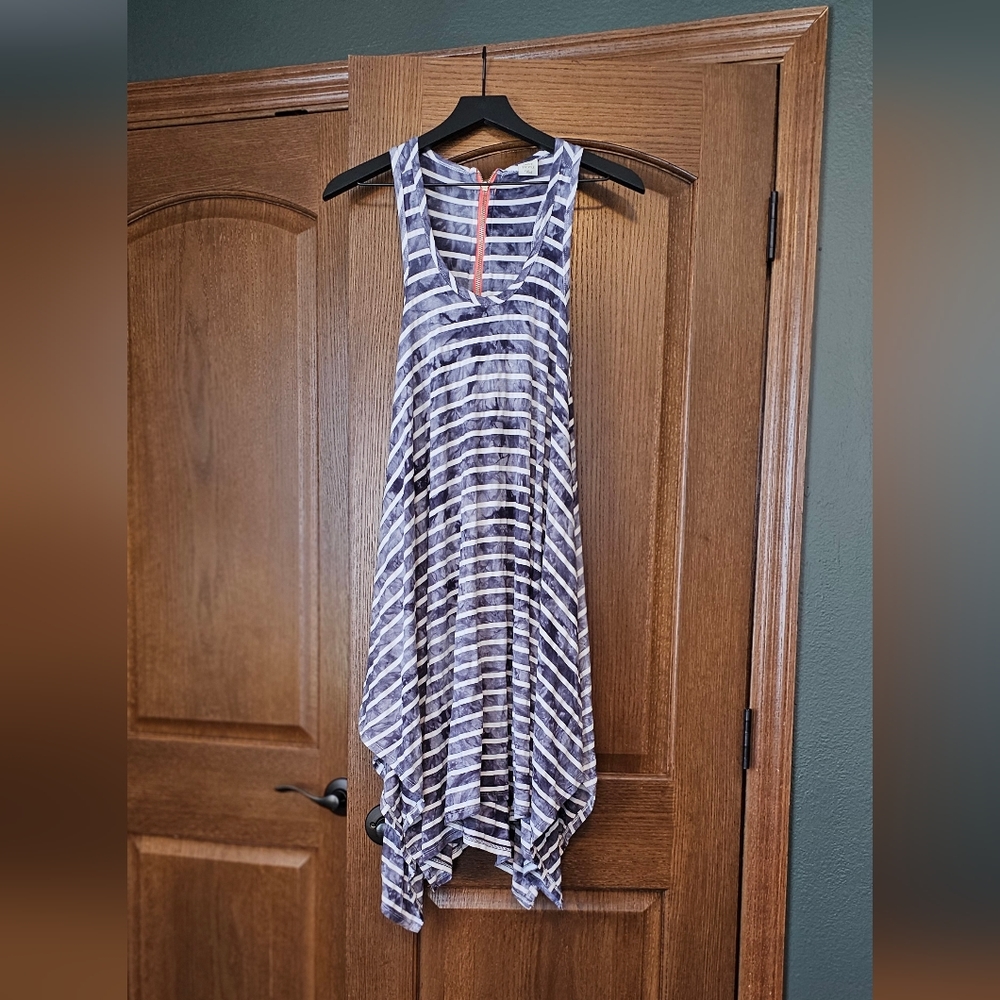 Flowy blue and white stripped dress